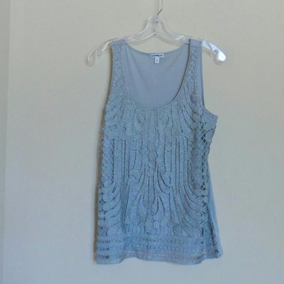 Express grey front lace detail top - Picture 1 of 4