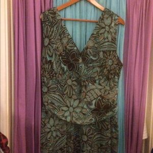 🎉 great turquoise and brown dress🎉