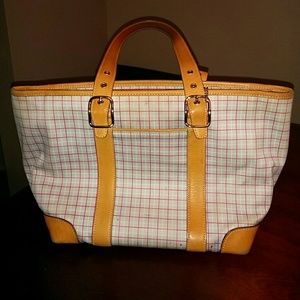 Coach Hamptons ice blue plaid bag