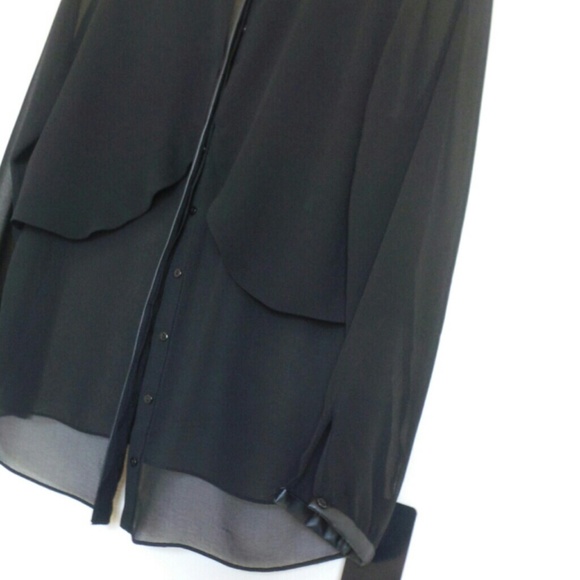 Zara leather trim sheer blouse - Picture 2 of 3