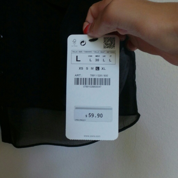 Zara leather trim sheer blouse - Picture 3 of 3