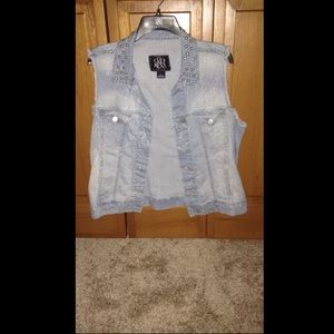 Rock & Republic Studded Acid Wash Jean Vest