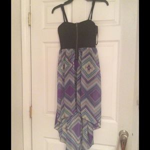 High-Low Abstract Print Dress