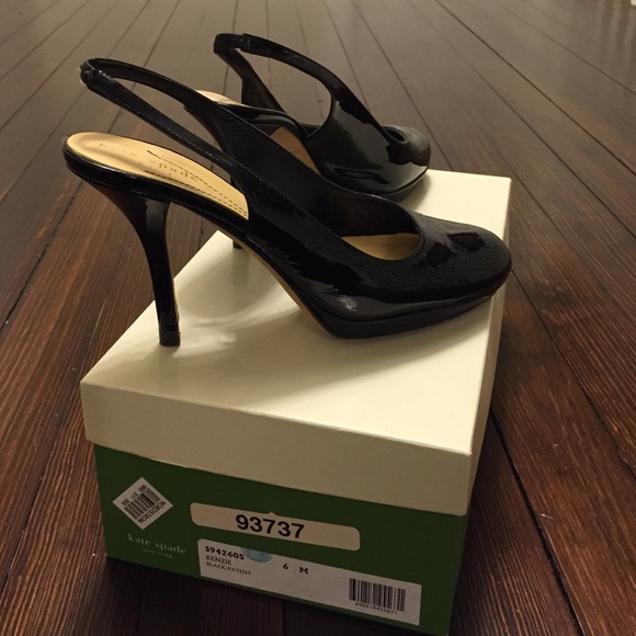 Kate Spade black patent sling backs size 6