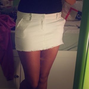 White Jean cut off mini skirt