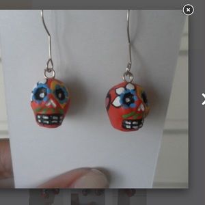 Colorful candy skull earrings