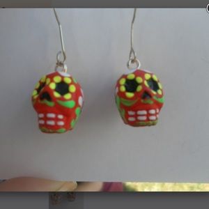 Colorful candy skull earrings