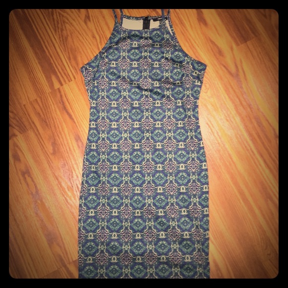 Green and Blue print dress