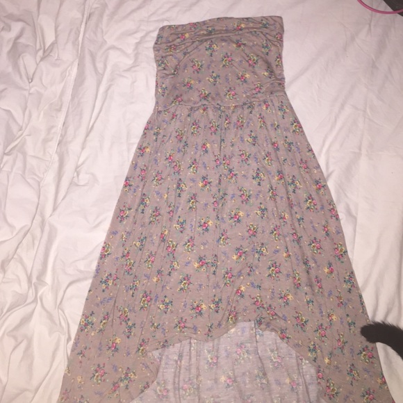 Strapless, Floral High-Low Dress