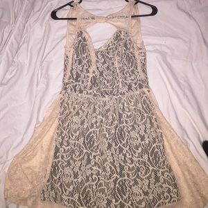 Cream Lace Open Chest Dress