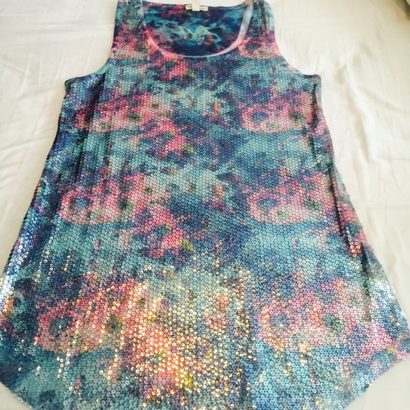 Silence + Noise Floral Sequin Top