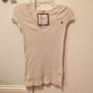 White Abercrombie & Fitch New York V-Neck Shirt