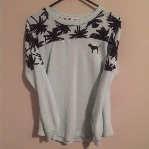 baby blue sweatshirt/ palm tree design