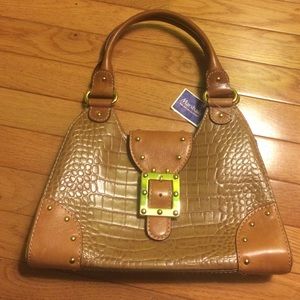 NWT Michael Kors Brown Faux Crocodile Bag