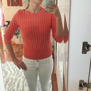 Burberry London orange cotton cable knit sweater
