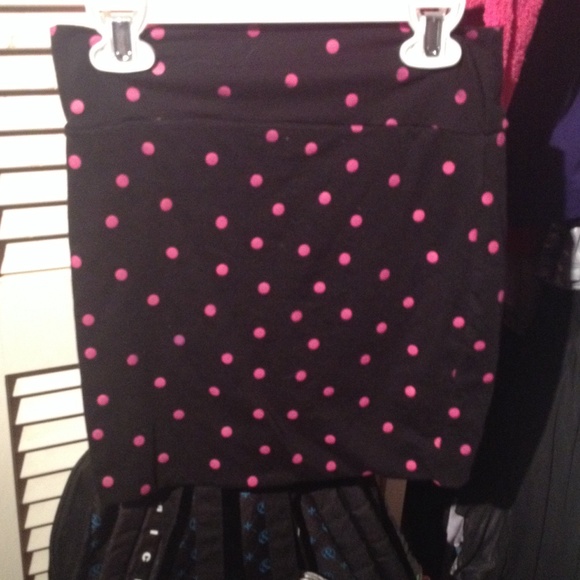 Pink polka dot mini skirt
