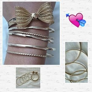 Gold Skinny Bracelets With Bow