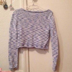 Cropped Blue Knit Sweater
