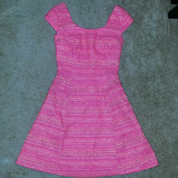 Lilly pulitzer pink tweed flare dress