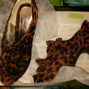 Leopard 8 1/2  open toe heels