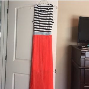 Striped open back maxi