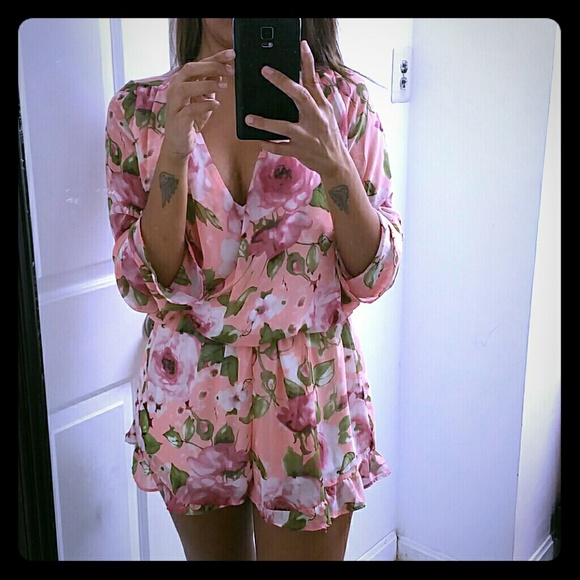 Long sleeve floral romper