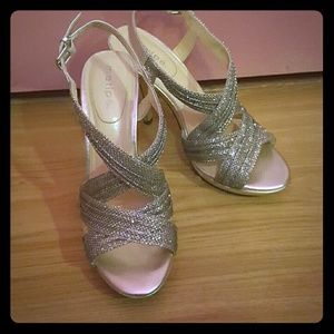 Silver glitter heels