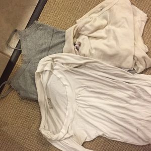 Bundle of Two white long sleeve shirts and a tank.