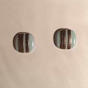 Rounded Square Gold and Mint Earrings