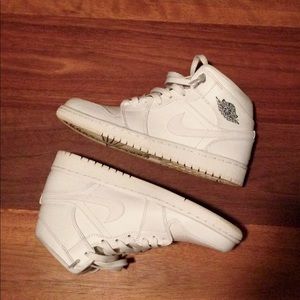 All white air Jordan 1 mid