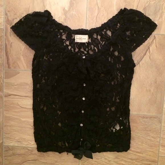 Abercrombie and Fitch Navy Lace Top Size XS - Picture 1 of 3