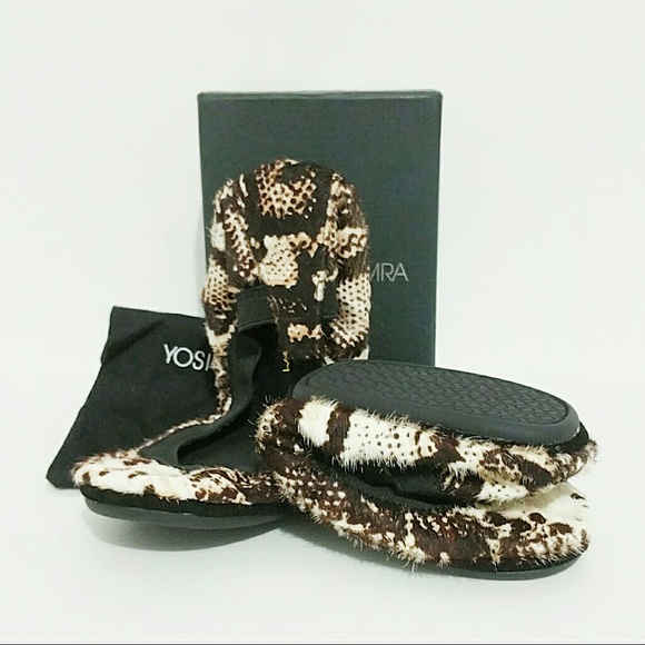 Yosi Samra Calf Hair Python Flats