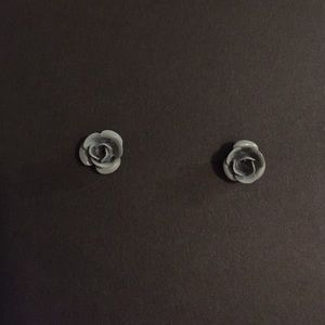 Grey Rose Earrings