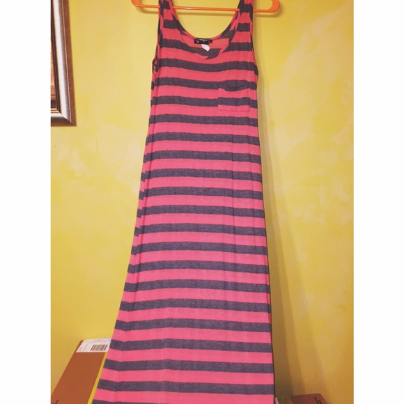 Pink and Gray Striped Bodycon