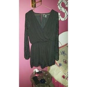 Black romper with lace sleeves