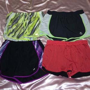 Set of four women's active wear shorts