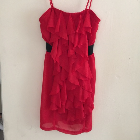 Red ruffle dress