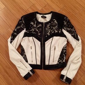 lace/leather details jacket.