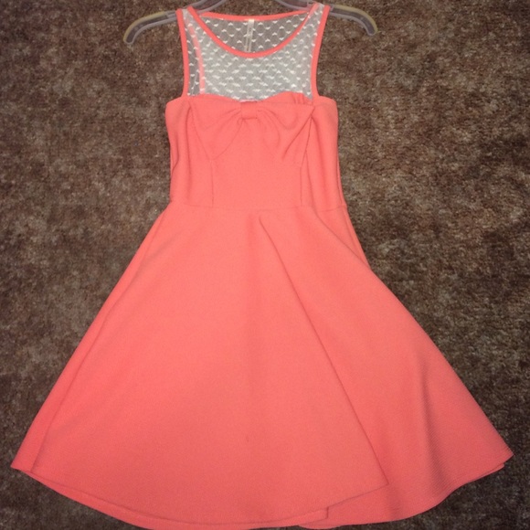 Peach colored skater dress
