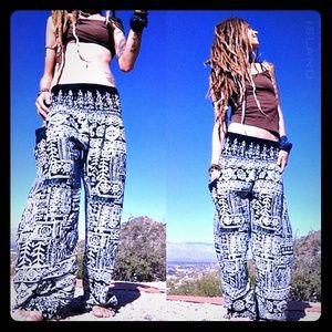 Unisex: Black Aztec Harem Yoga Pants