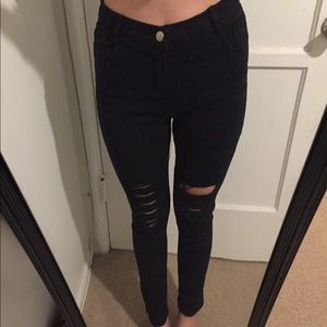 Black ripped denim