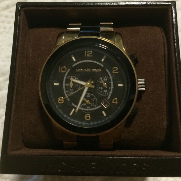 Black and gold Michael Kors Chrono Runway watch