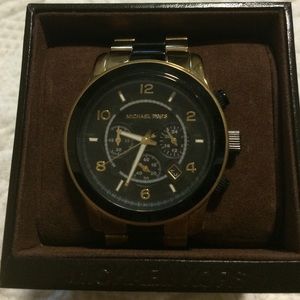 Black and gold Michael Kors Chrono Runway watch