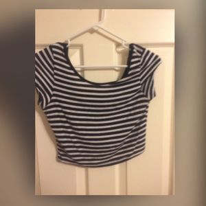 Black striped crop top