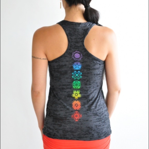 Chakra Racerback Burnout Yoga Tank Black