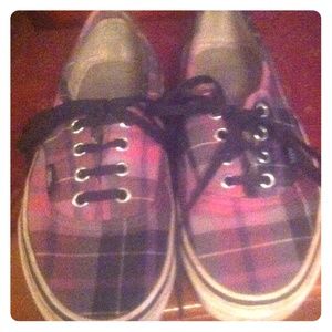 PINK & BLACK PLAID VANS