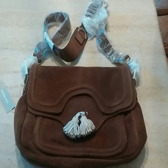 🆕Tila March Paris Brown Suede Shoulder Bag - Picture 3 of 4