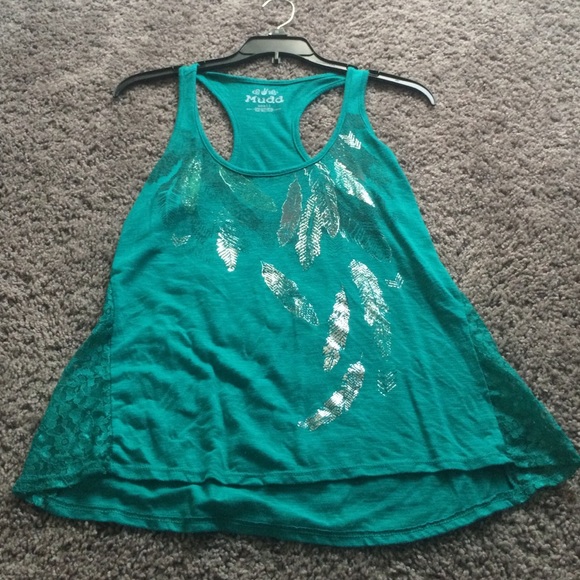 Teal feather shirt