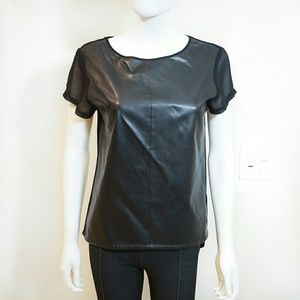 Tart Black Faux Leather Panel Top