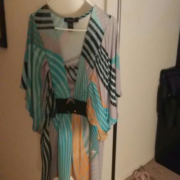 Multi colored front  belted shirt